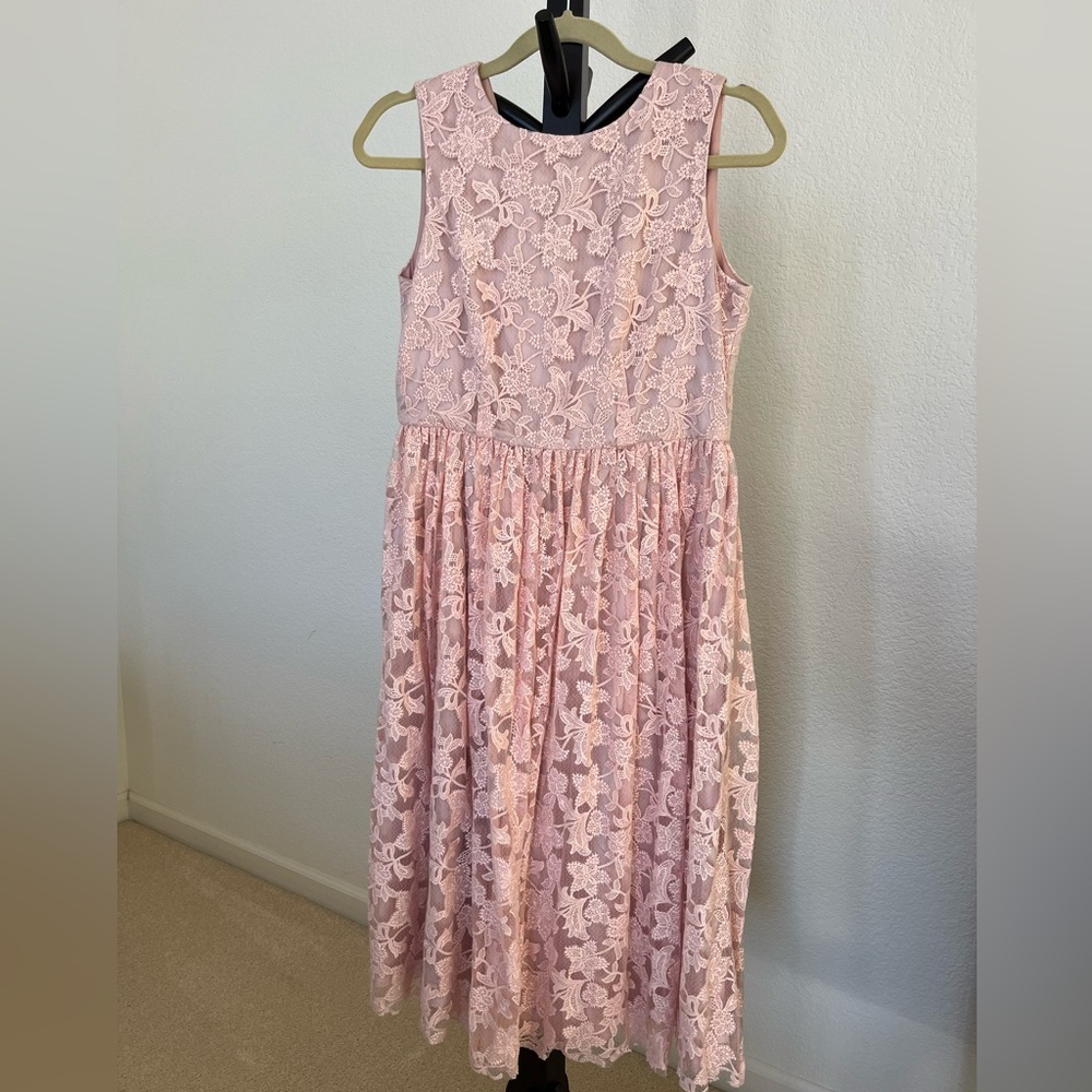 Pink lace shift dress
